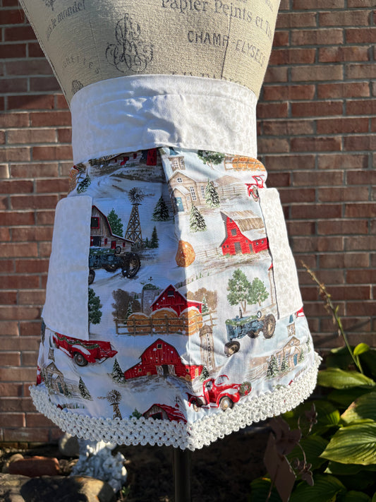 Christmas on the Farm Half Apron