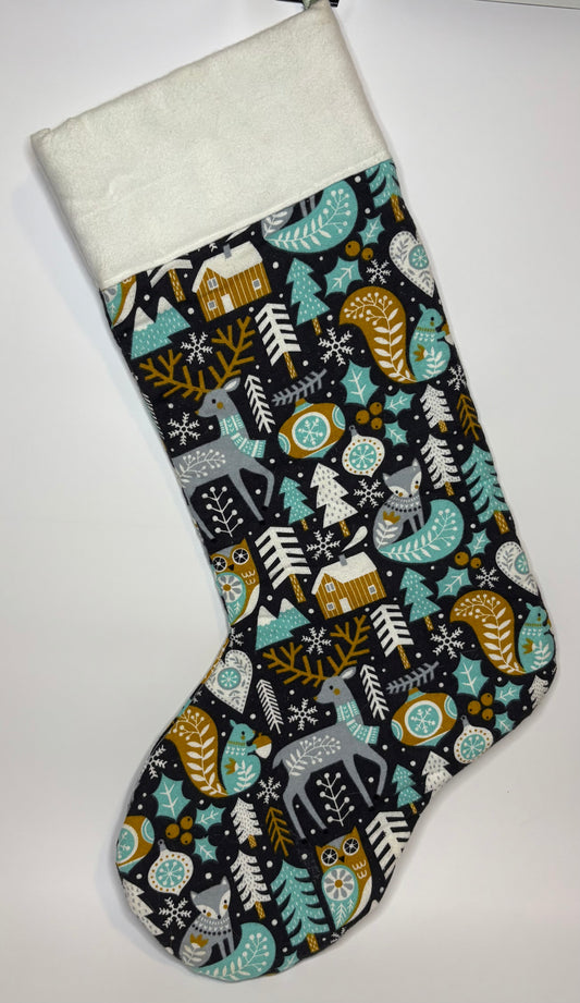 Blue Winter Forest Stocking